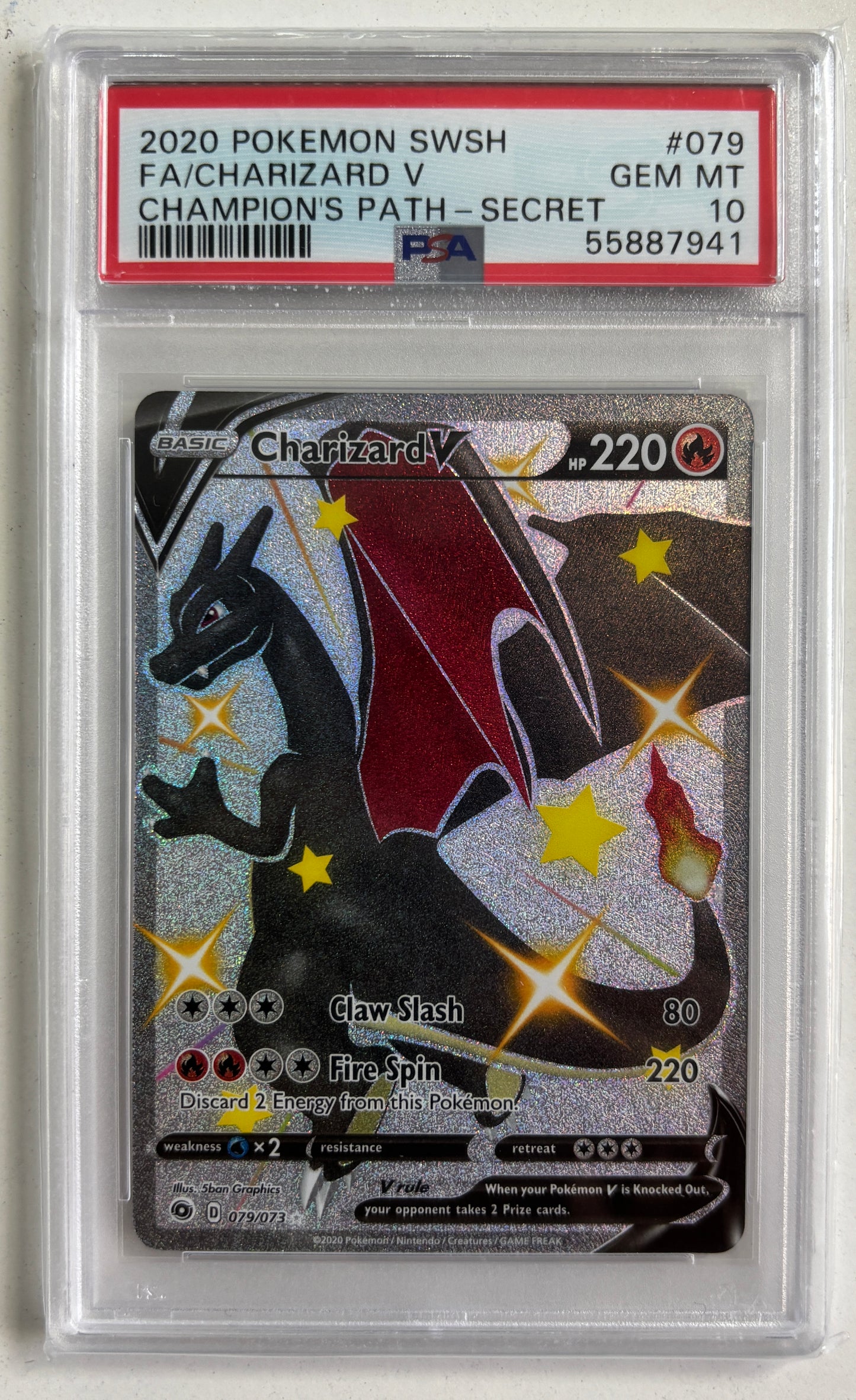 2020 SWORD & SHIELD CHAMPION'S PATH #079 FA/CHARIZARD V CHAMPION'S PATH-SECRET PSA 10