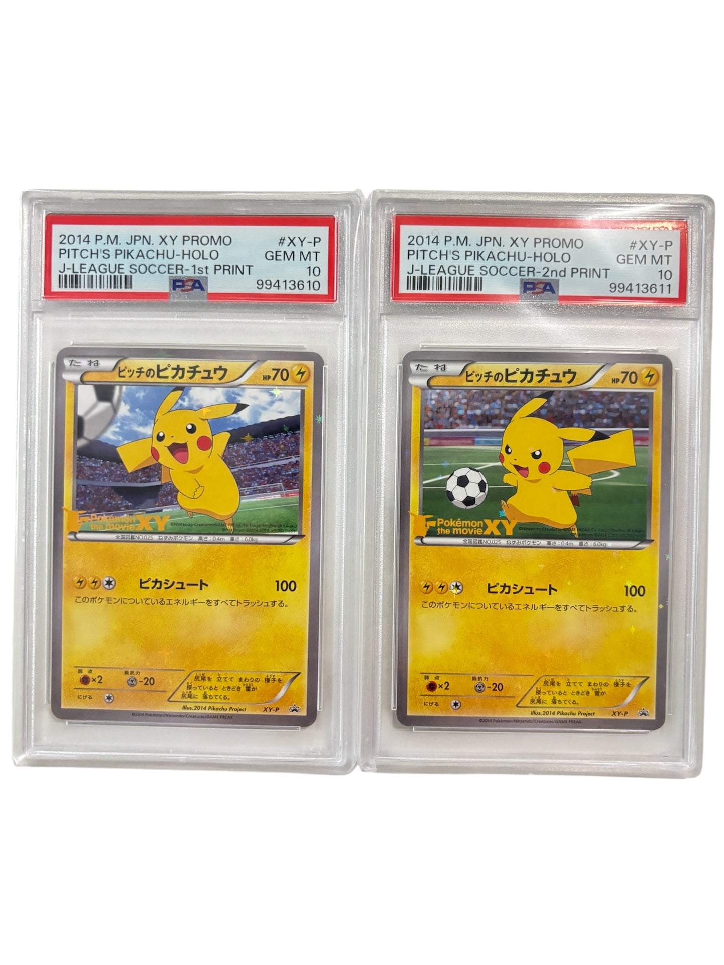 2014 PITCH'S PIKACHU HOLO XY-P 1ST & 2ND PRINT SEQUENTIAL SET OF 2 PSA 10