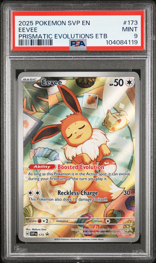 260433 PSA9 2025 POKEMON SVP EN-SV BLACK STAR PROMO #173 EEVEE PRISMATIC EVOLUTIONS ETB