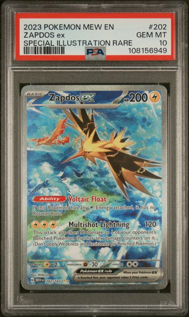 2023 POKEMON MEW EN-151 #202 ZAPDOS ex SPECIAL ILLUSTRATION RARE PSA10
