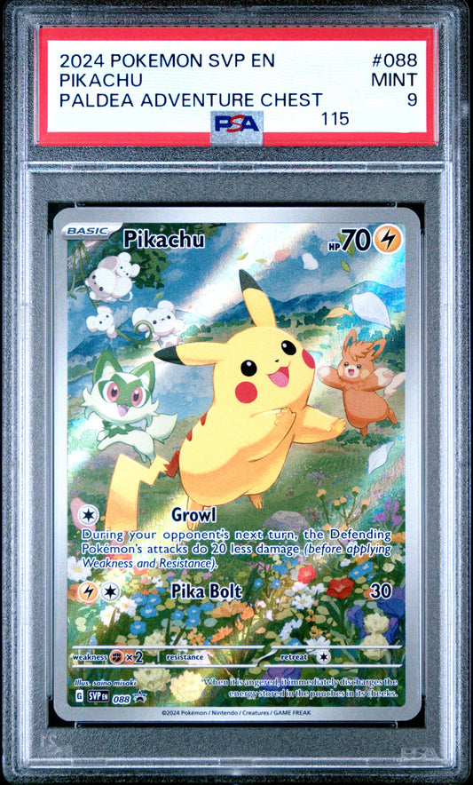 170631 English PSA 9 2024 POKEMON SVP EN-SV BLACK STAR PROMO #088 PIKACHU PALDEA ADVENTURE CHEST