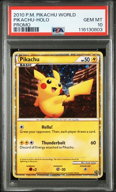 2010 PIKACHU WORLD PROMO PIKACHU-HOLO PROMO ENGLISH PSA10