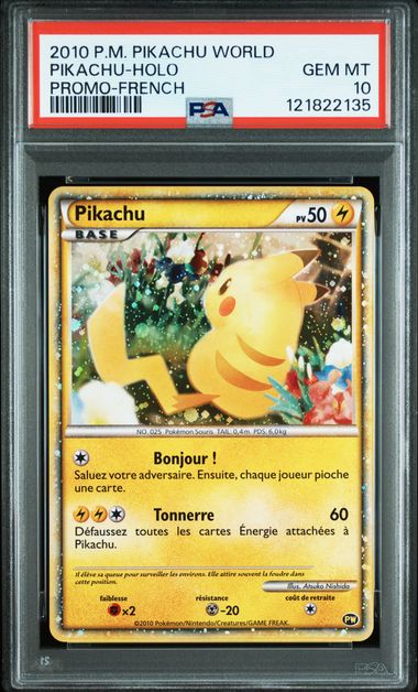 2010 PIKACHU WORLD PROMO PIKACHU-HOLO PROMO-FRENCH PSA10