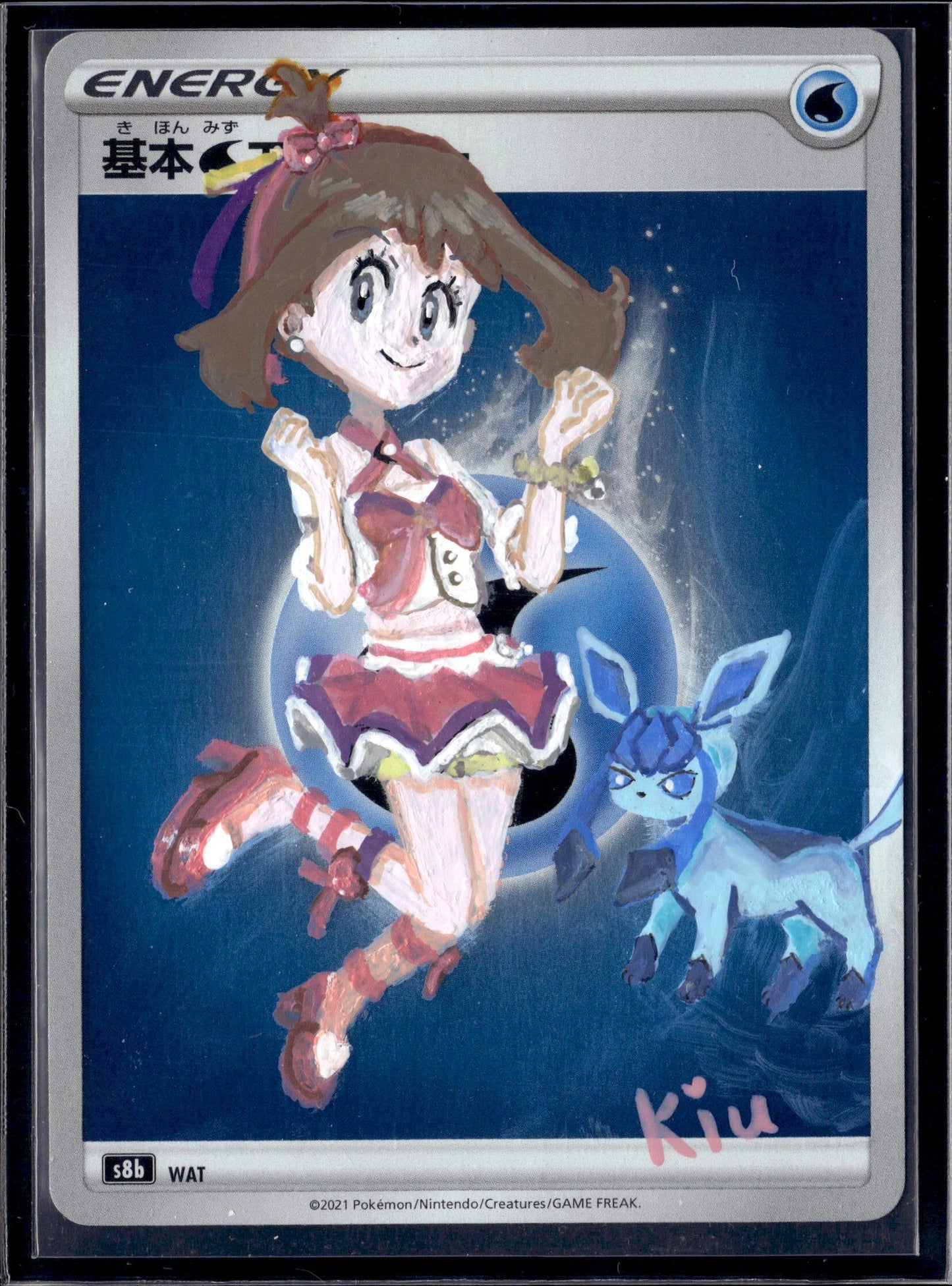 Kiu Hand Painted Glaceon Energy Card - Unique