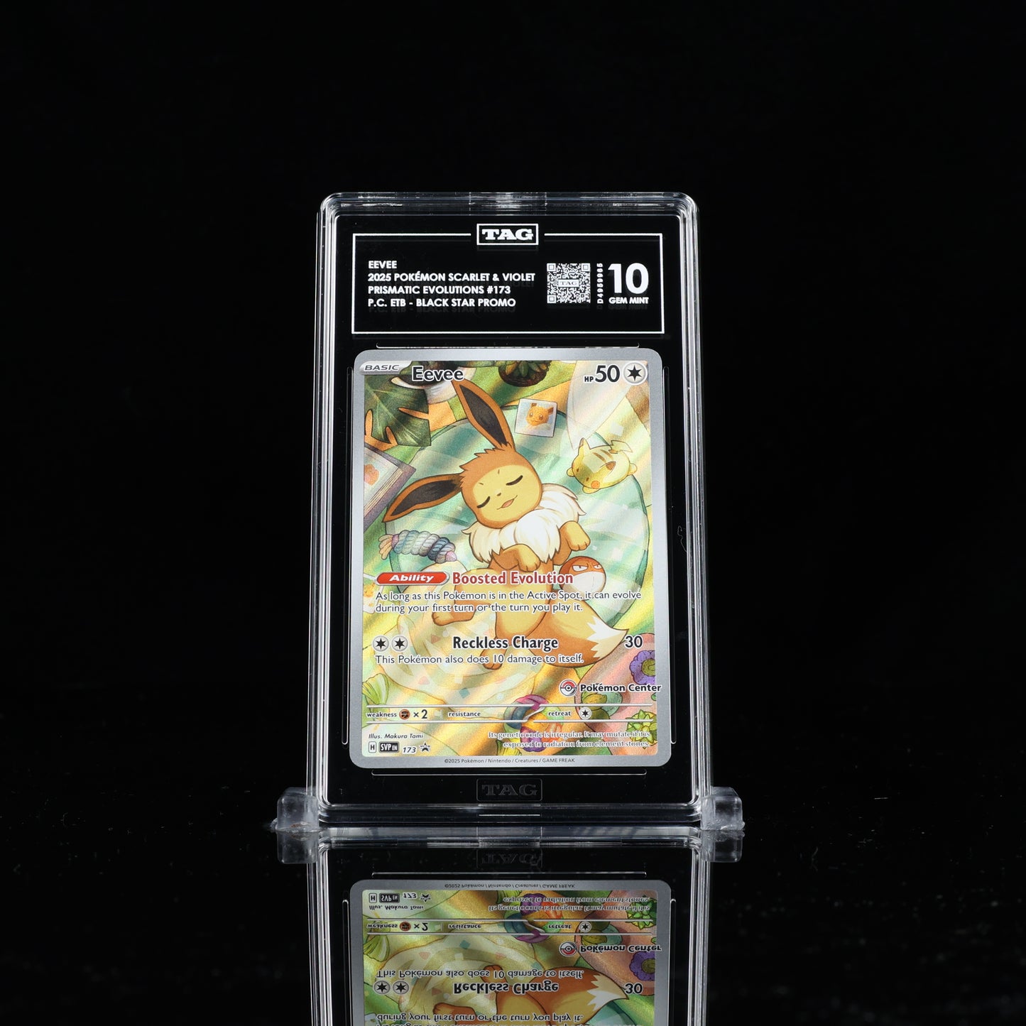 EEVEE 2025 POKÉMON SCARLET & VIOLET BLACK STAR PROMOS #173 PRISMATIC EVOLUTIONS POKÉMON CENTER ELITE TRAINER BOX HOLO TAG 10