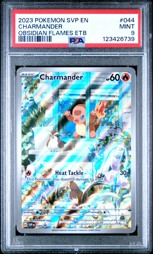 240332 PSA9 2023 POKEMON SVP EN-SV BLACK STAR PROMO #044 CHARMANDER OBSIDIAN FLAMES ETB
