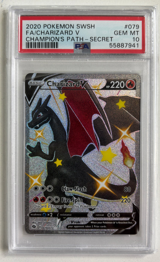 2020 SWORD & SHIELD CHAMPION'S PATH #079 FA/CHARIZARD V CHAMPION'S PATH-SECRET PSA 10