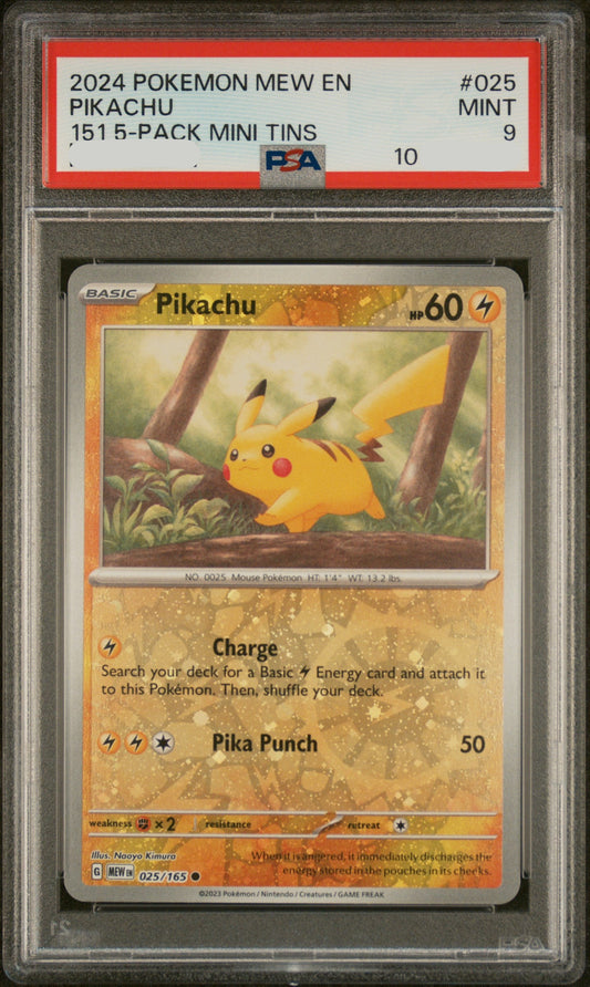 150322 PSA9 2024 POKEMON MEW EN-151 #025 PIKACHU 151 5-PACK MINI TIN