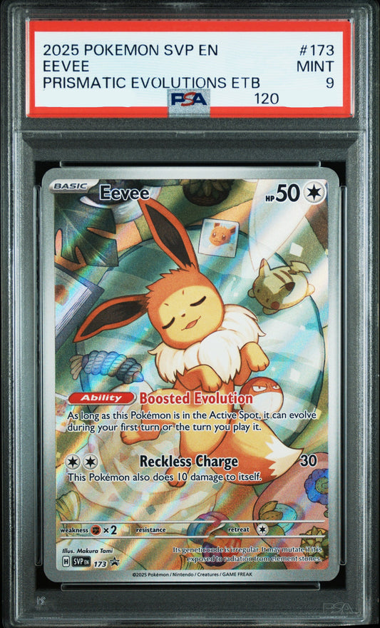 28127 PSA9 2025 POKEMON SVP EN-SV BLACK STAR PROMO #173 EEVEE PRISMATIC EVOLUTIONS ETB