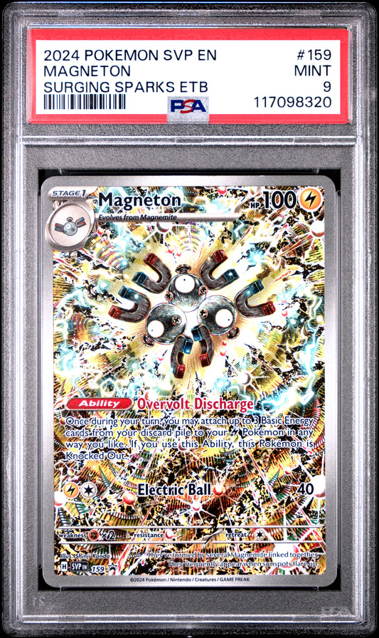 240331 PSA9 2024 POKEMON SVP EN-SV BLACK STAR PROMO #159 MAGNETON SURGING SPARKS ETB